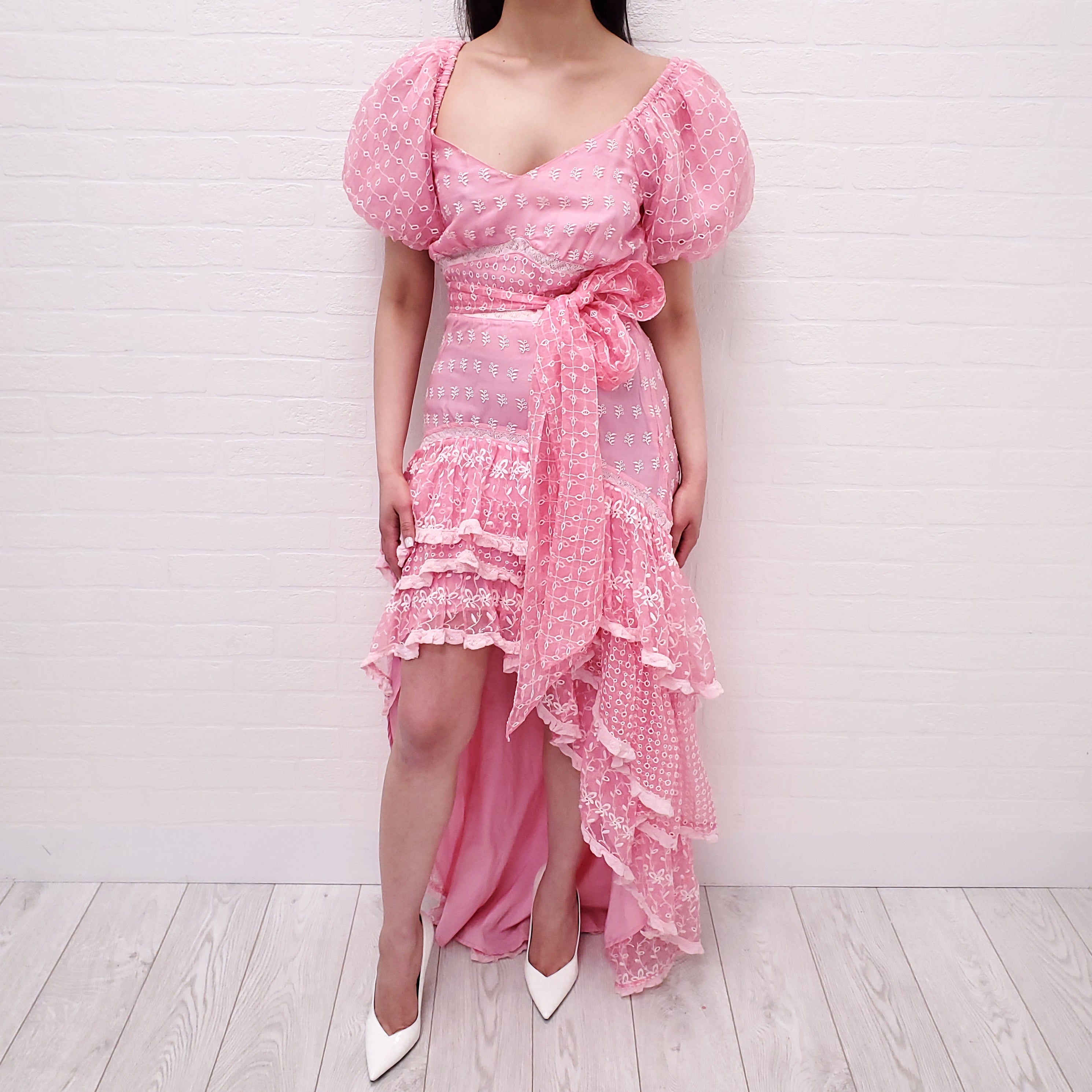 LOVESHACKFANCY PINK LACE GOWN - SIZE 2