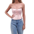 LOVESHACKFANCY PINK SATIN CORSET TOP - SIZE 00