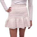 LOVESHACKFANCY PINK TWEED SEQUIN SKIRT - SIZE XS