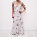 LOVESHACKFANCY WHITE LACE 'CELESTIA' MAXI DRESS WITH SEQUINS - SIZE 2