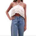 LOVESHACKFANCY WHITE RUFFLE 'PAULINA' TOP - SIZE M