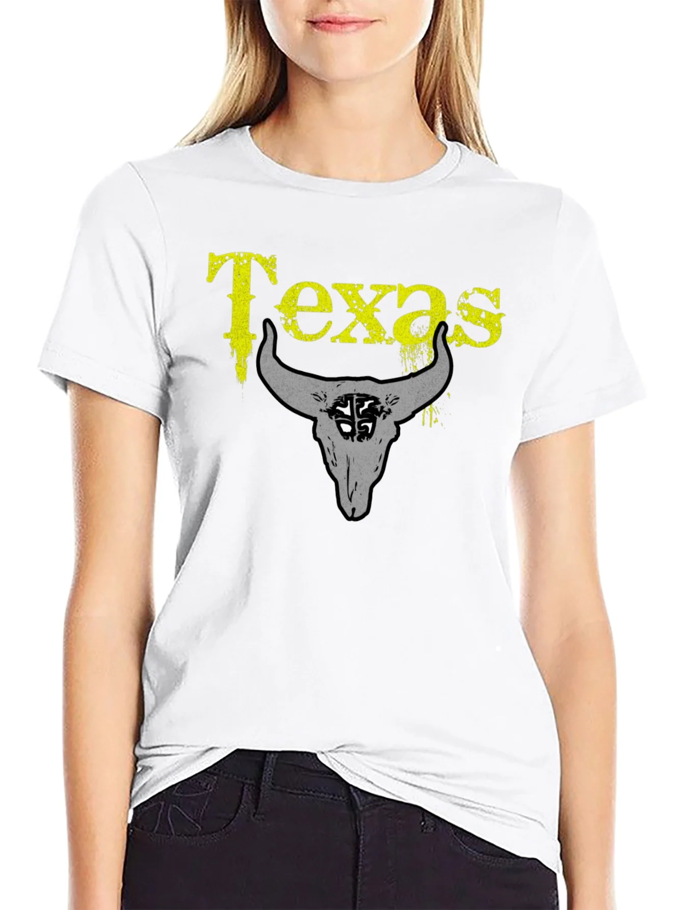 Texas Bull Skull Graphic T-Shirt - Black