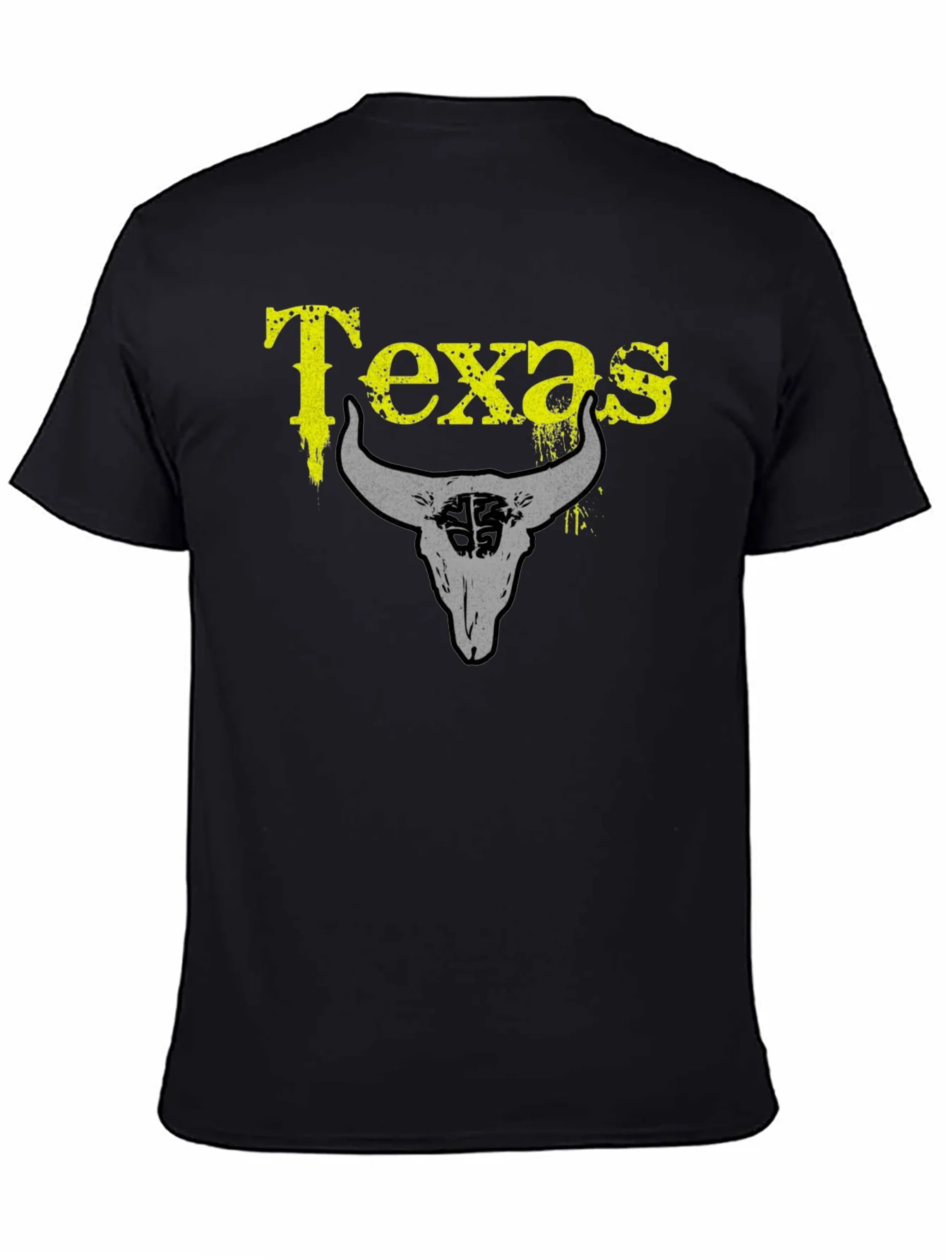 Texas Bull Skull Graphic T-Shirt - Black