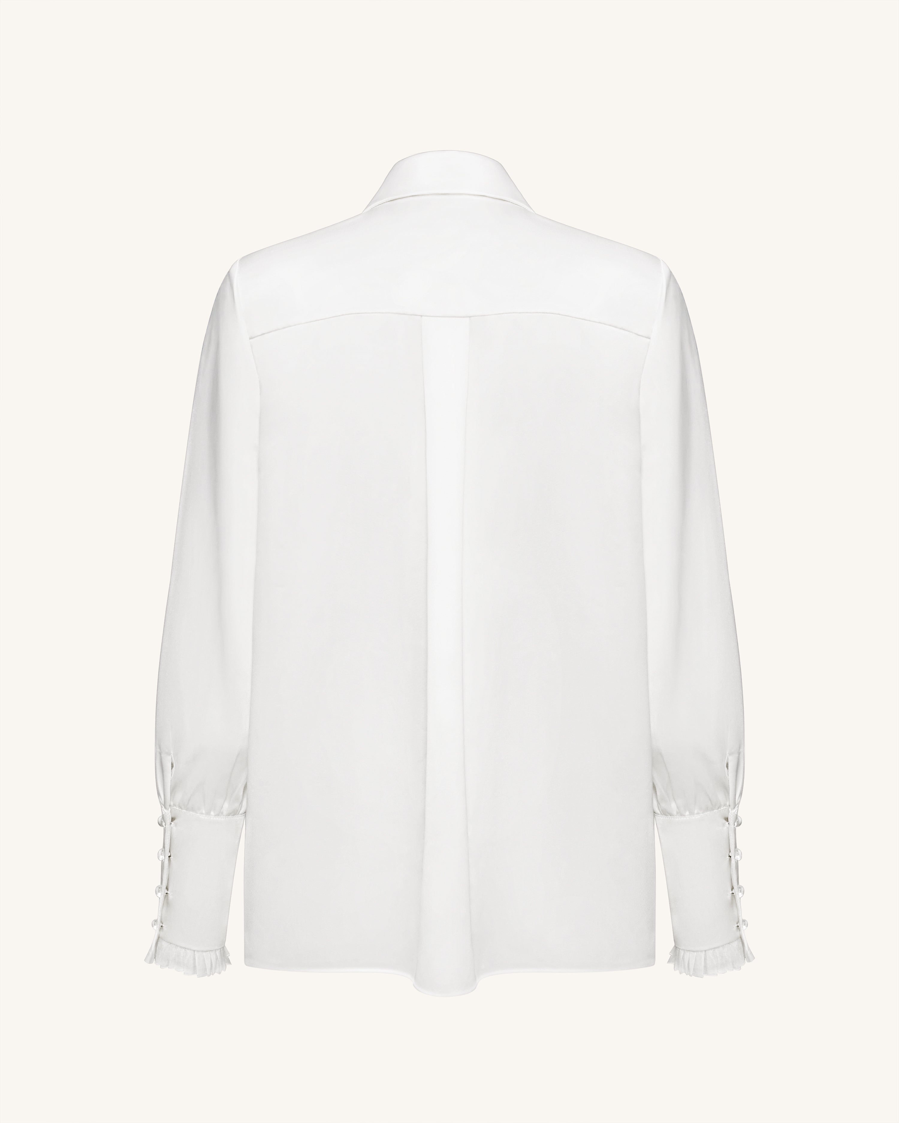 Ribbon Tie Balloon Sleeve Blouse - White
