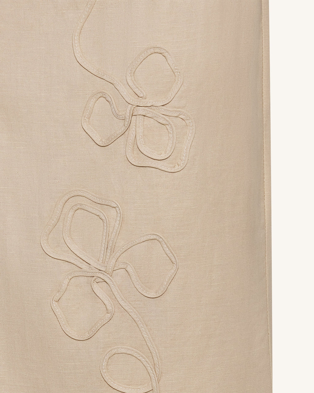 Linen Corded Embroidery Maxi Skirt - Natural