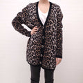 MAGDA BUTRYM LEOPARD CARDIGAN WITH CRYSTAL BUTTON DETAILS - SIZE 34 (OVERSIZED)
