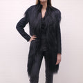MAISON MARGIELA BLACK GOAT HAIR ASYMMETRICAL JACKET WITH CUT OUT DETAILS - SIZE 40