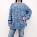 MAISON MARGIELA OVERSIZED BLUE KNIT CREWNECK SWEATER - SIZE M