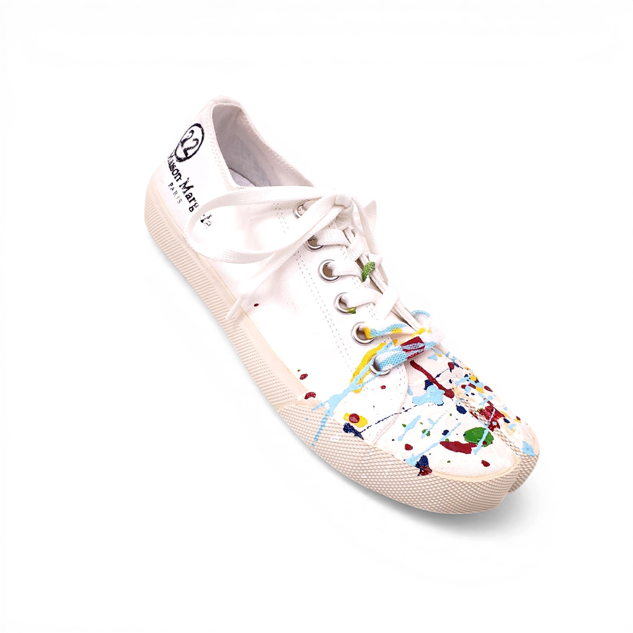 MAISON MARGIELA TABI PAINT-SPLATTER SNEAKERS - SIZE 36