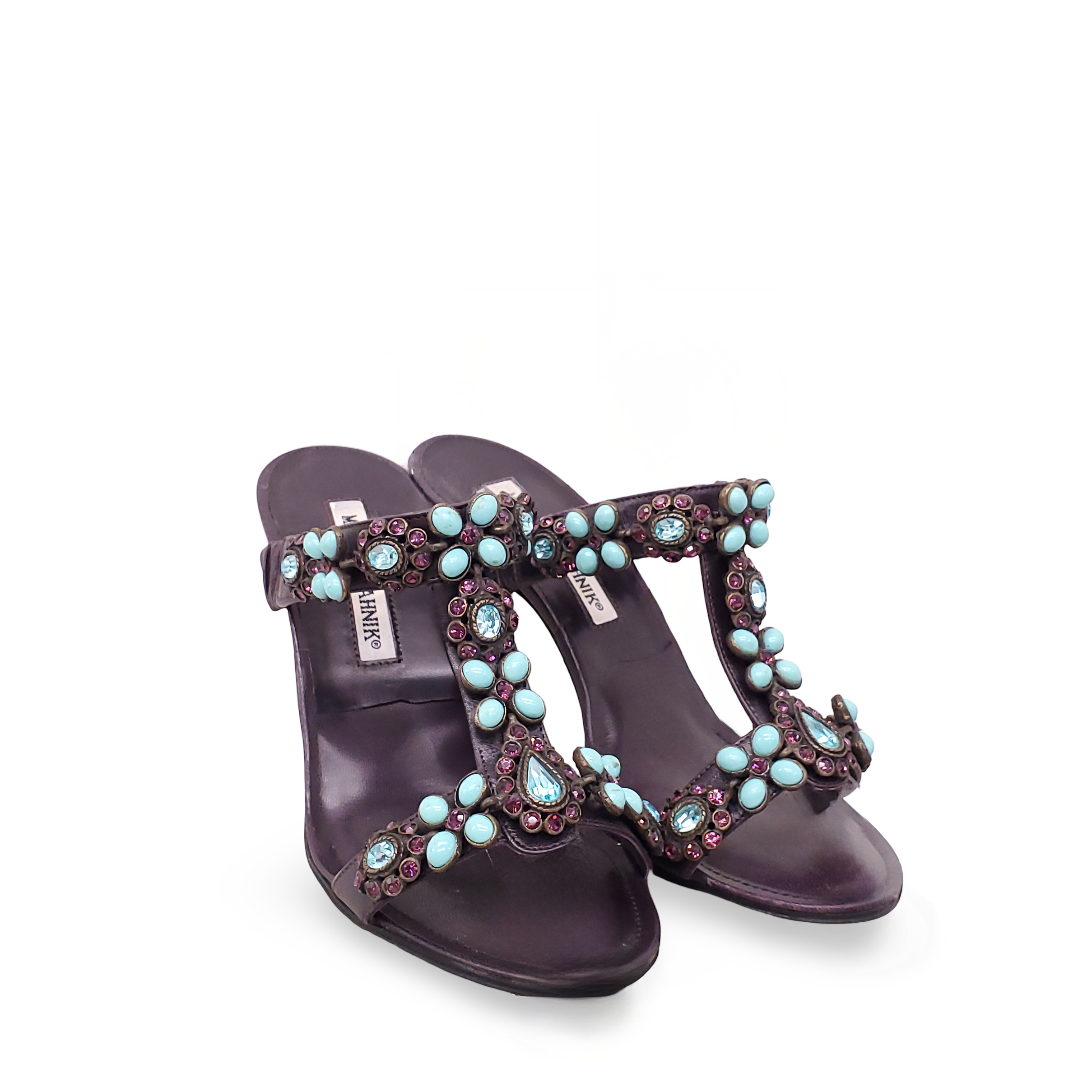 MANOLO BLAHNIK BEADED MULES - SIZE 35.5