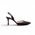 MANOLO BLAHNIK BLACK LEATHER SLINGBACKS - SIZE 38.5