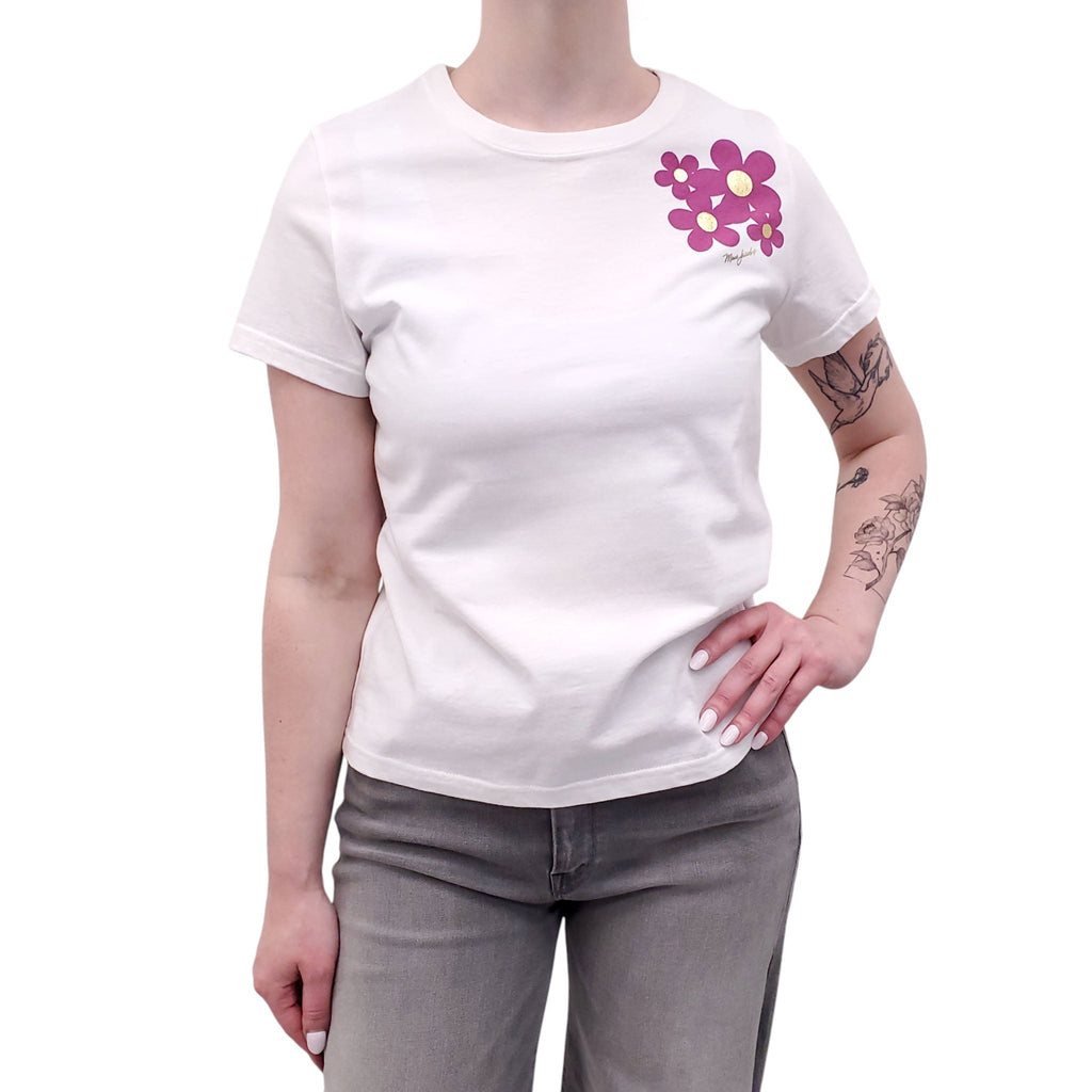 MARC JACOBS WHITE T-SHIRT WITH DAISY PRINT - SIZE S