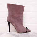 MARCO DE VINCENZO PINK CRYSTAL HEELED BOOTIES WITH PVC - SIZE 37