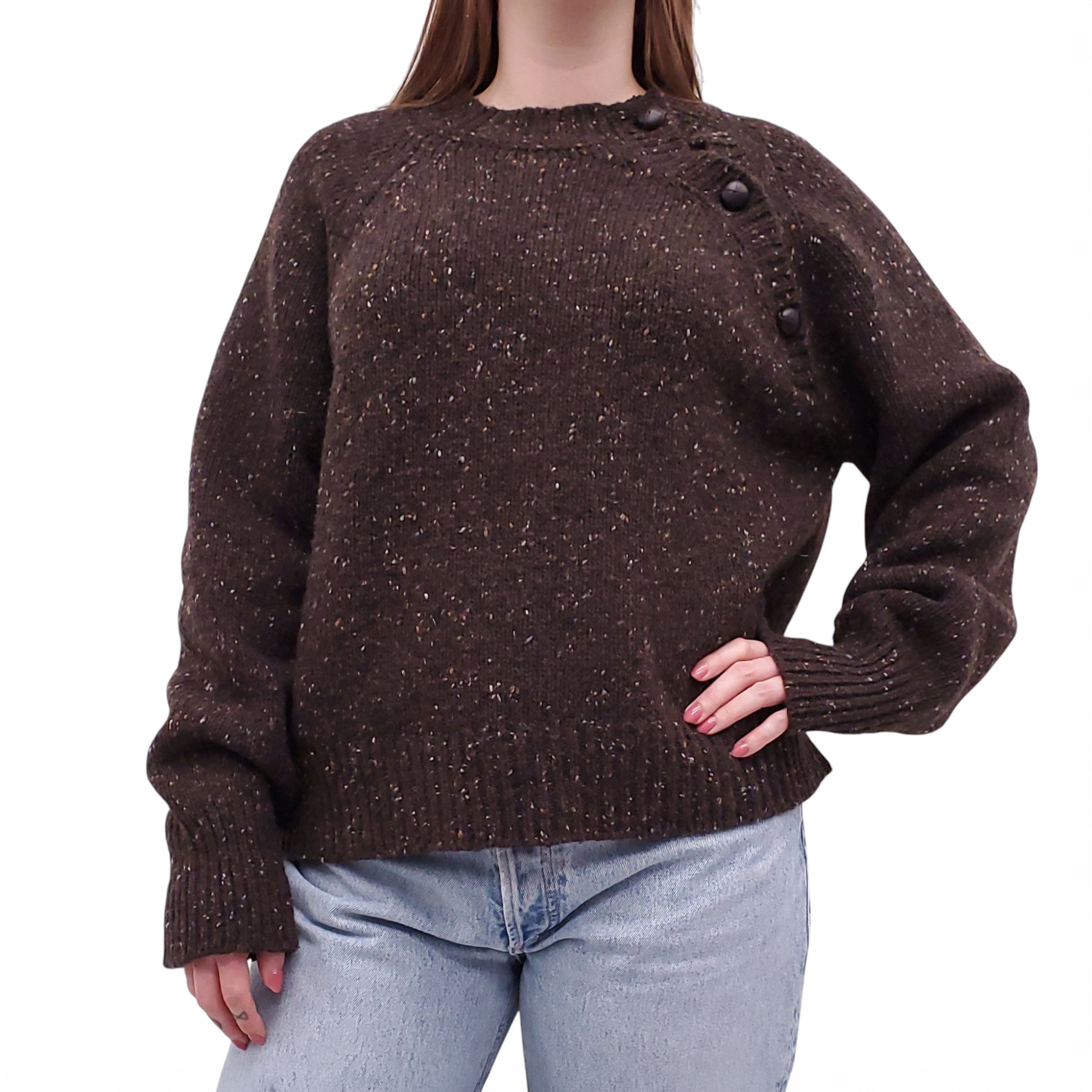 MARGARET HOWELL BROWN KNIT SWEATER - SIZE 14