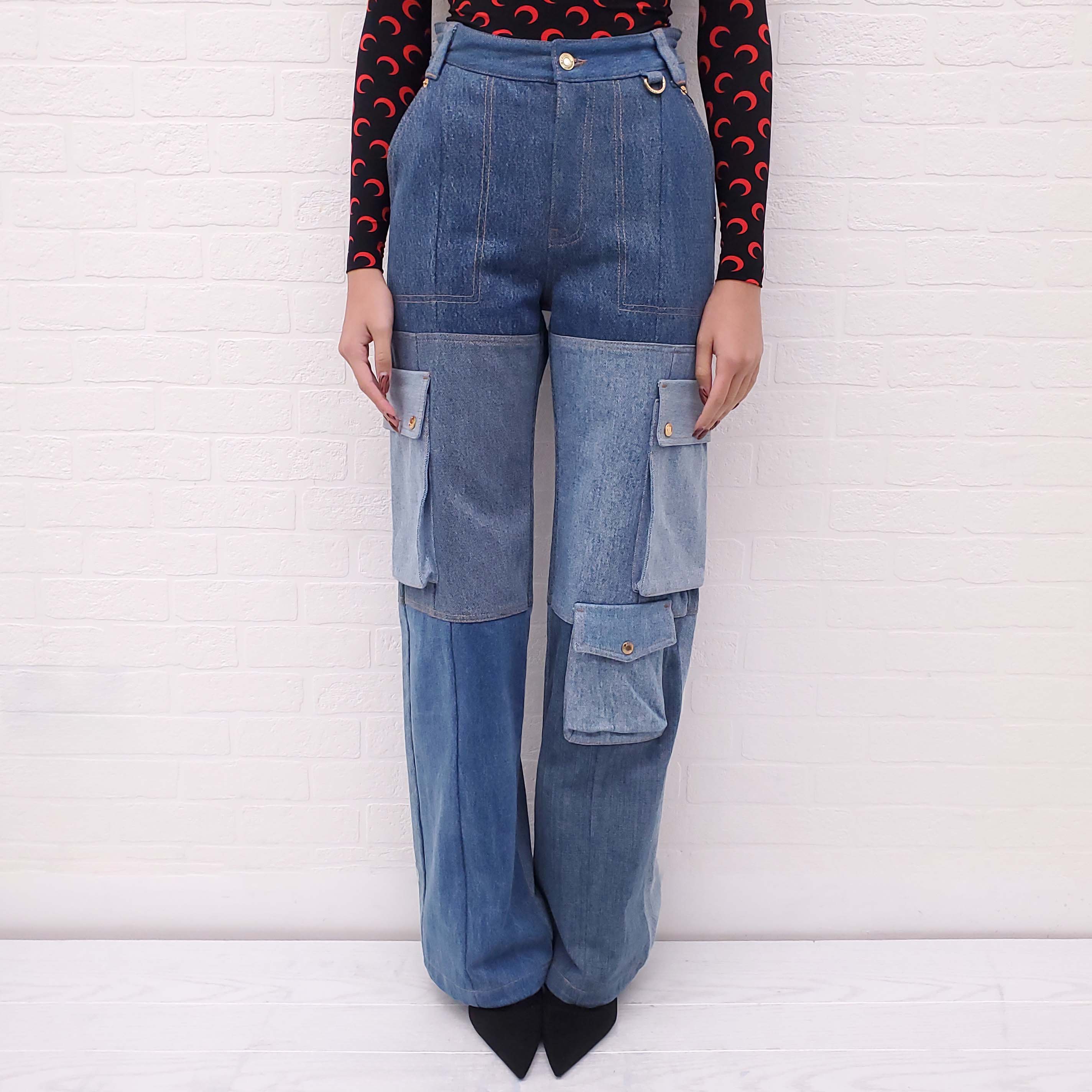 MARINE SERRE DENIM CARGO PANTS - SIZE 34