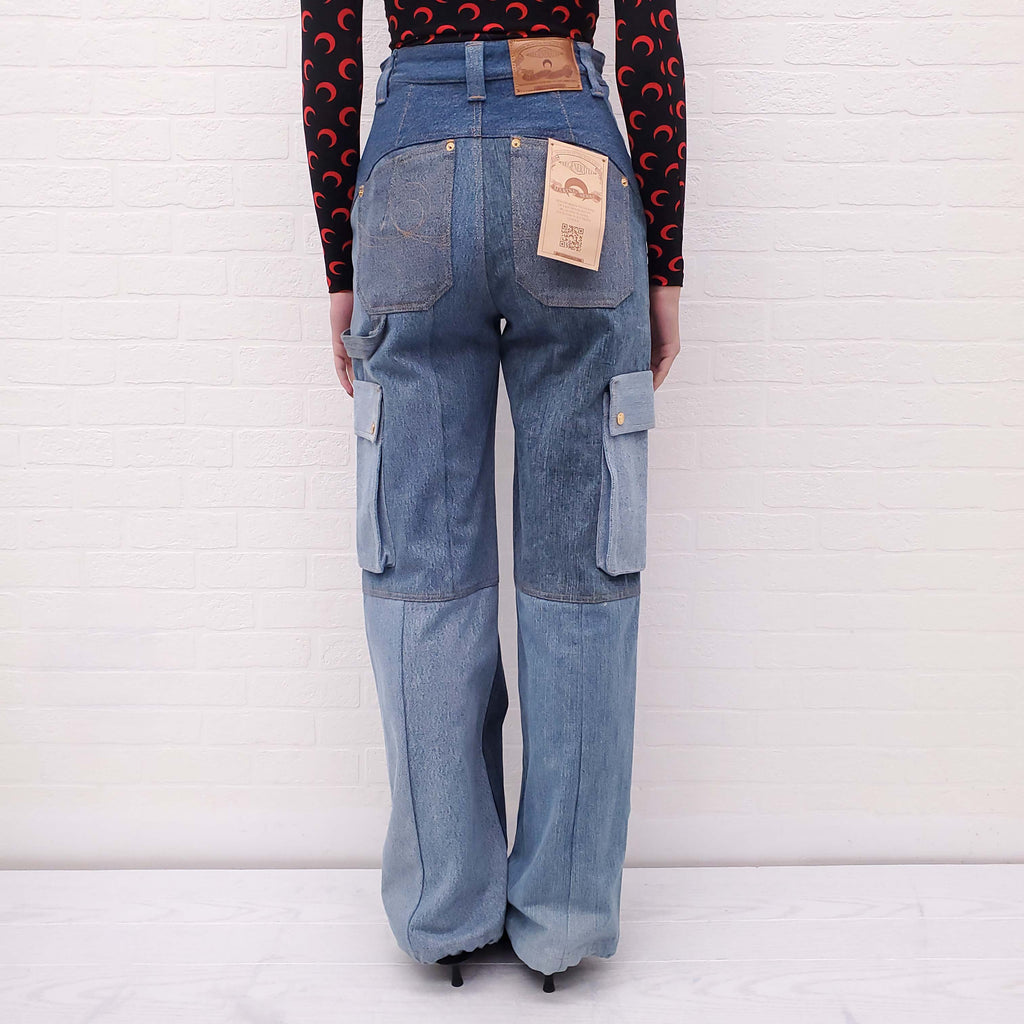 MARINE SERRE DENIM CARGO PANTS - SIZE 34
