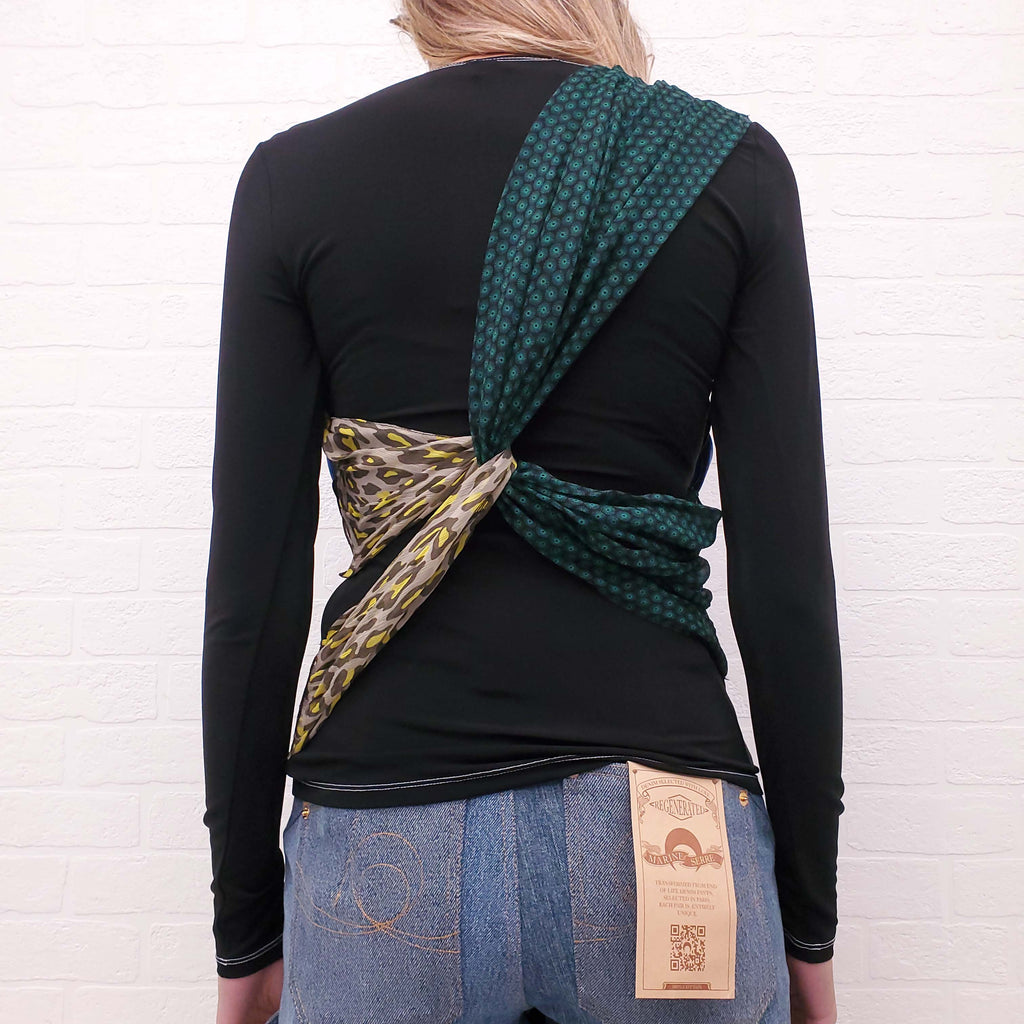 MARINE SERRE SILK SCARF DRAPE TOP - SIZE 36
