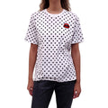 MARKUS LUPFER HEART PATTERNED T-SHIRT WITH EMBROIDERED DETAIL - SIZE S
