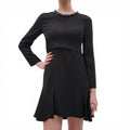 MARNI BLACK DRESS WITH BLUE BEADED NECKLINE - SIZE 40