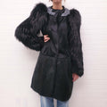 MARNI BLACK FUR JACKET WITH LEATHER STUDDED COLLAR - SIZE 44