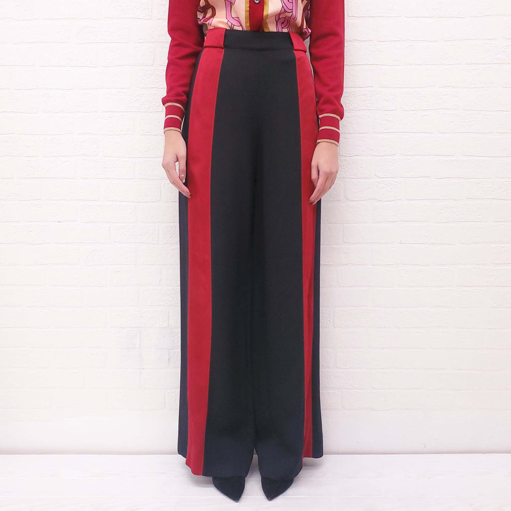 MARNI BLACK TROUSERS WITH RED STRIPE - SIZE 42