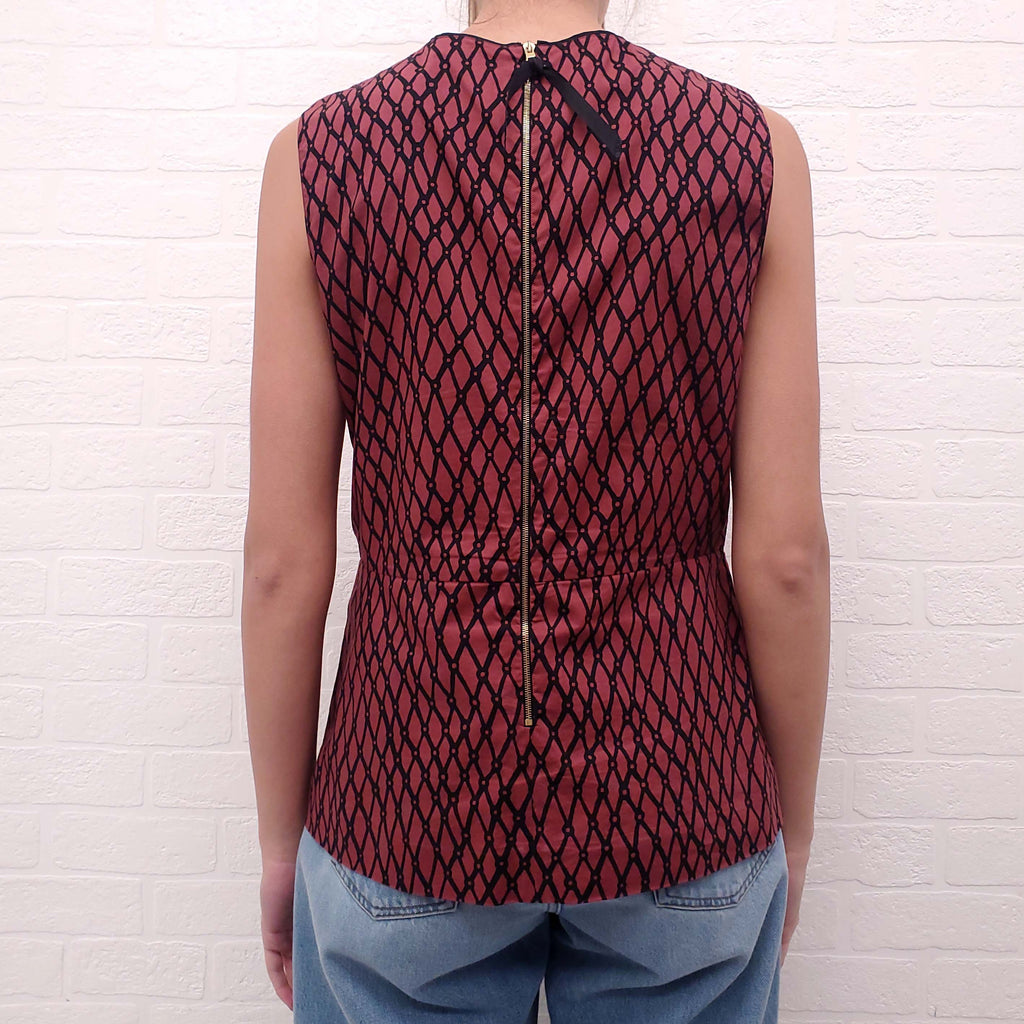 MARNI BURGUNDY PATTERNED TANK TOP - SIZE 42
