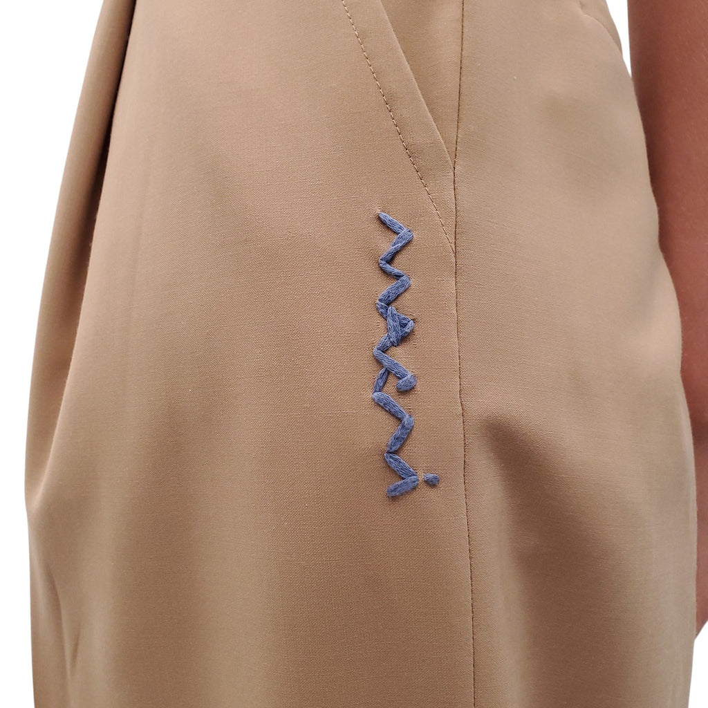 MARNI KHAKI TROUSERS WITH STITCH DETAIL - SIZE 36