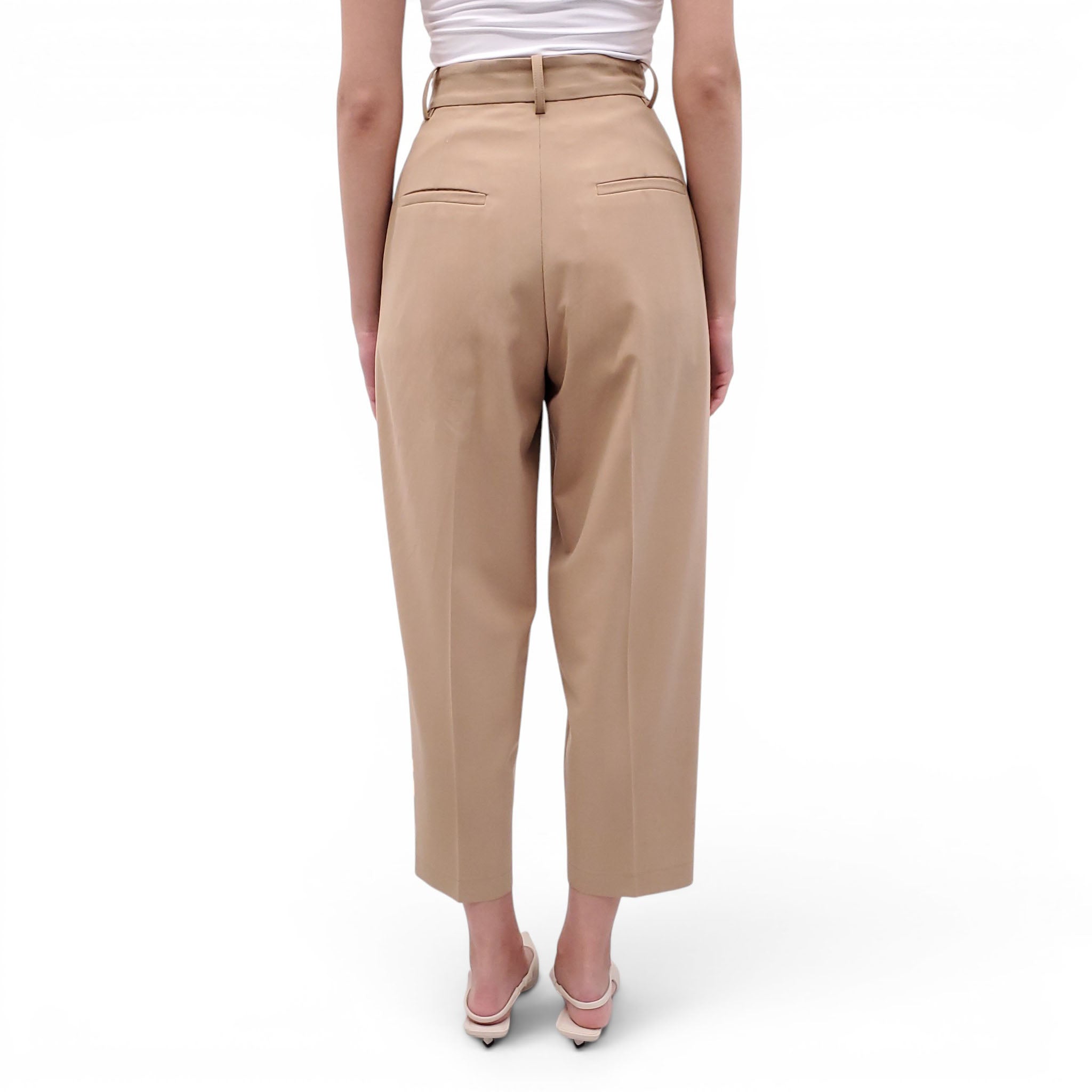 MARNI KHAKI TROUSERS WITH STITCH DETAIL - SIZE 36