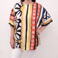 MARNI MULTI-PATTERNED FLORAL SHORT SLEEVE BLOUSE WITH LOGO - SIZE 44