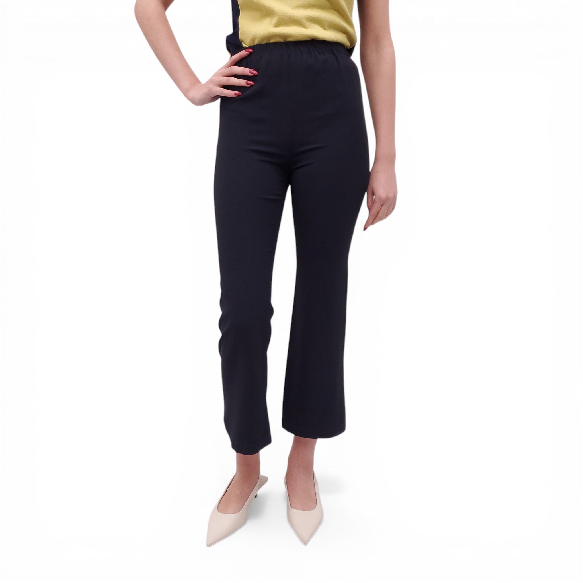MARNI NAVY ELASTIC WAIST TROUSERS - SIZE 40