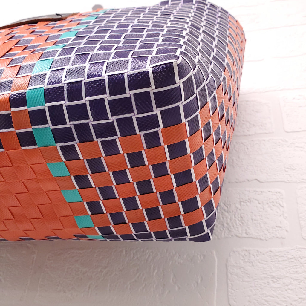 MARNI NAVY/ORANGE MARKET WOVEN SHOPPING BAG