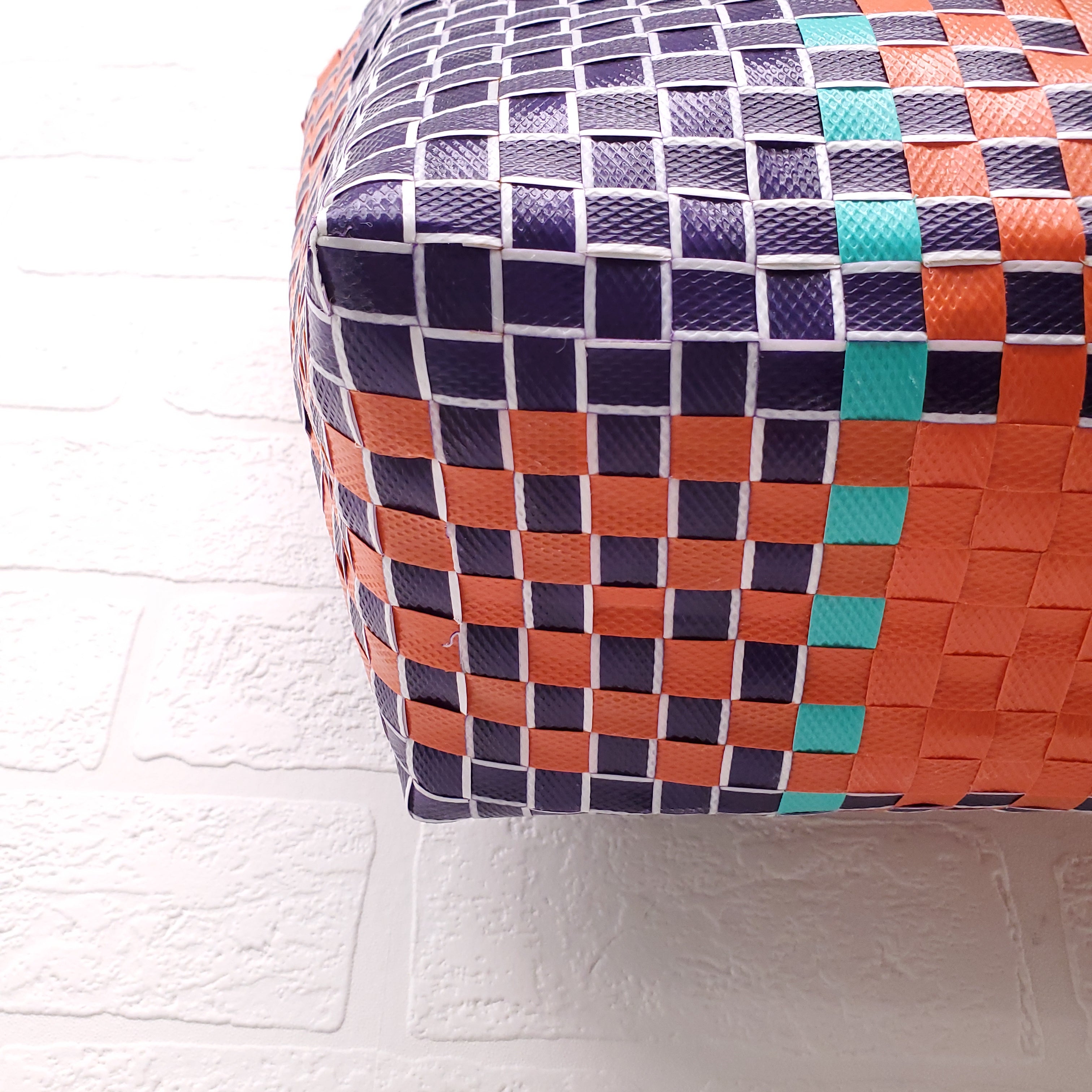 MARNI NAVY/ORANGE MARKET WOVEN SHOPPING BAG