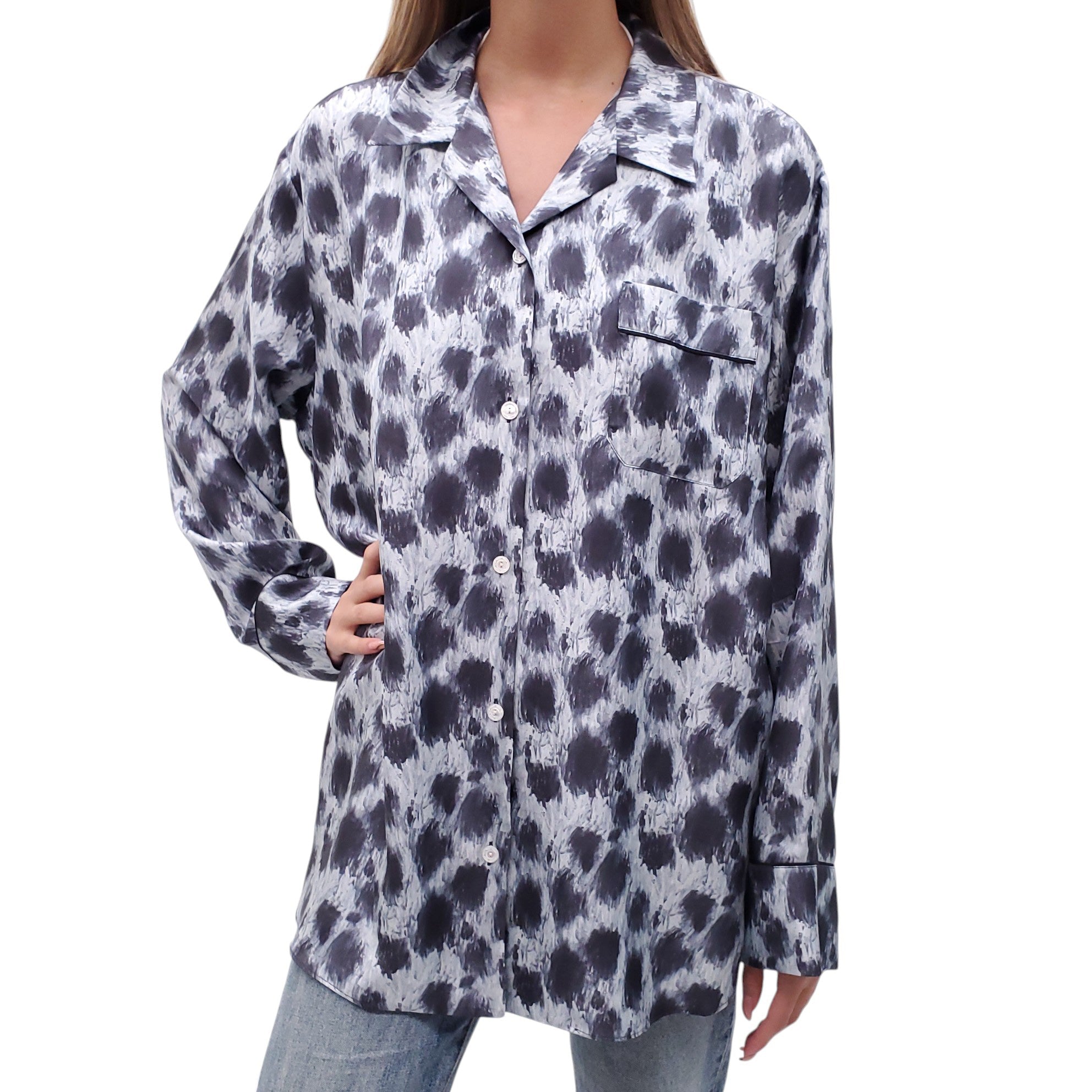 MARNI SILVER LEOPARD PATTERNED SHIRT - SIZE 46