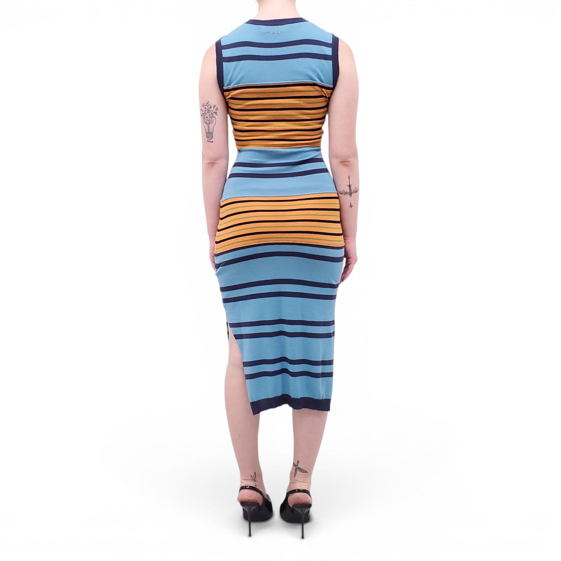 MARNI SLEEVELESS STRIPED SWEATER DRESS WITH LOGO - SIZE 38