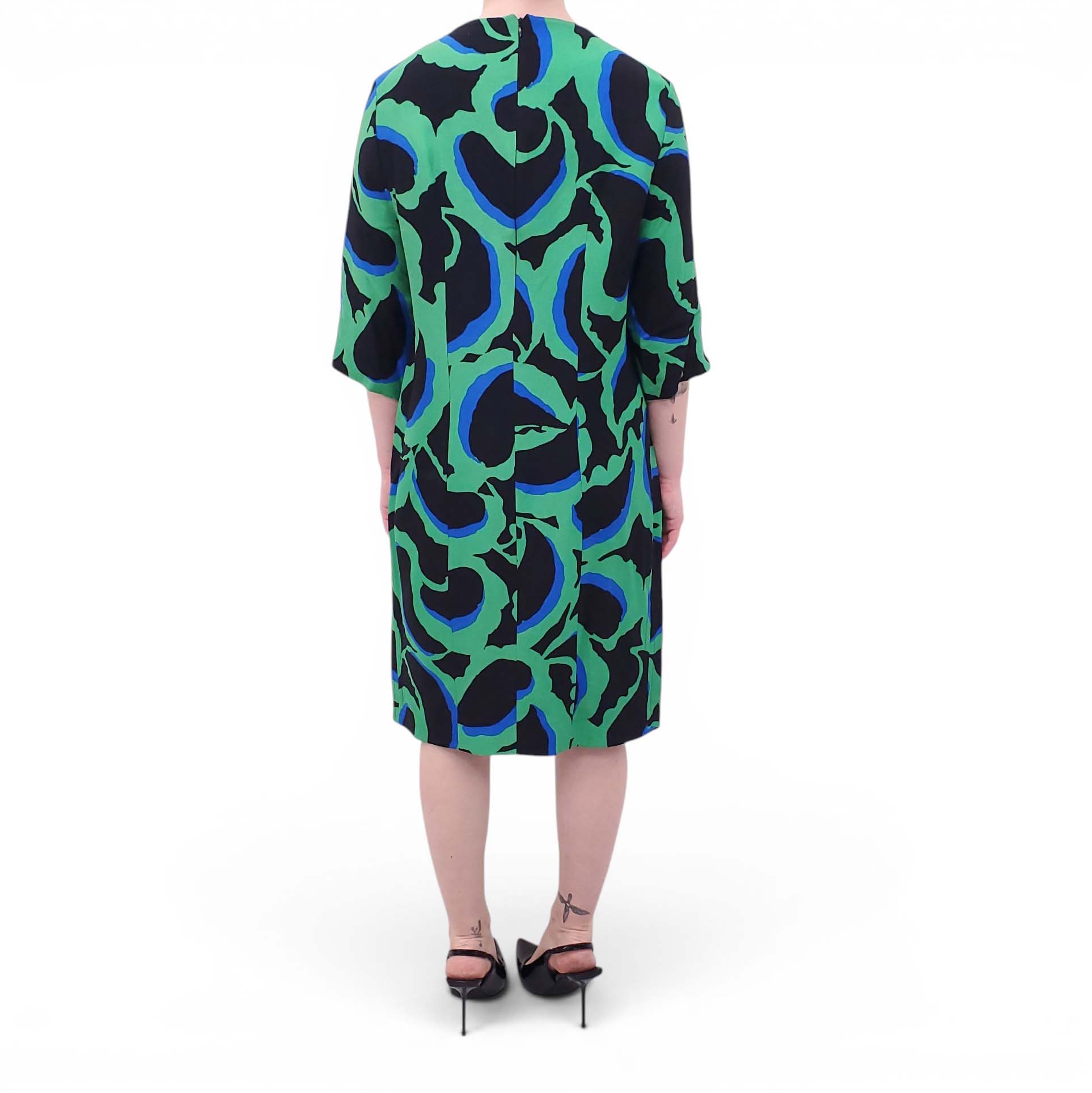 MARNI 'CADY' GREEN AND BLUE PATTERNED DRESS - SIZE 48