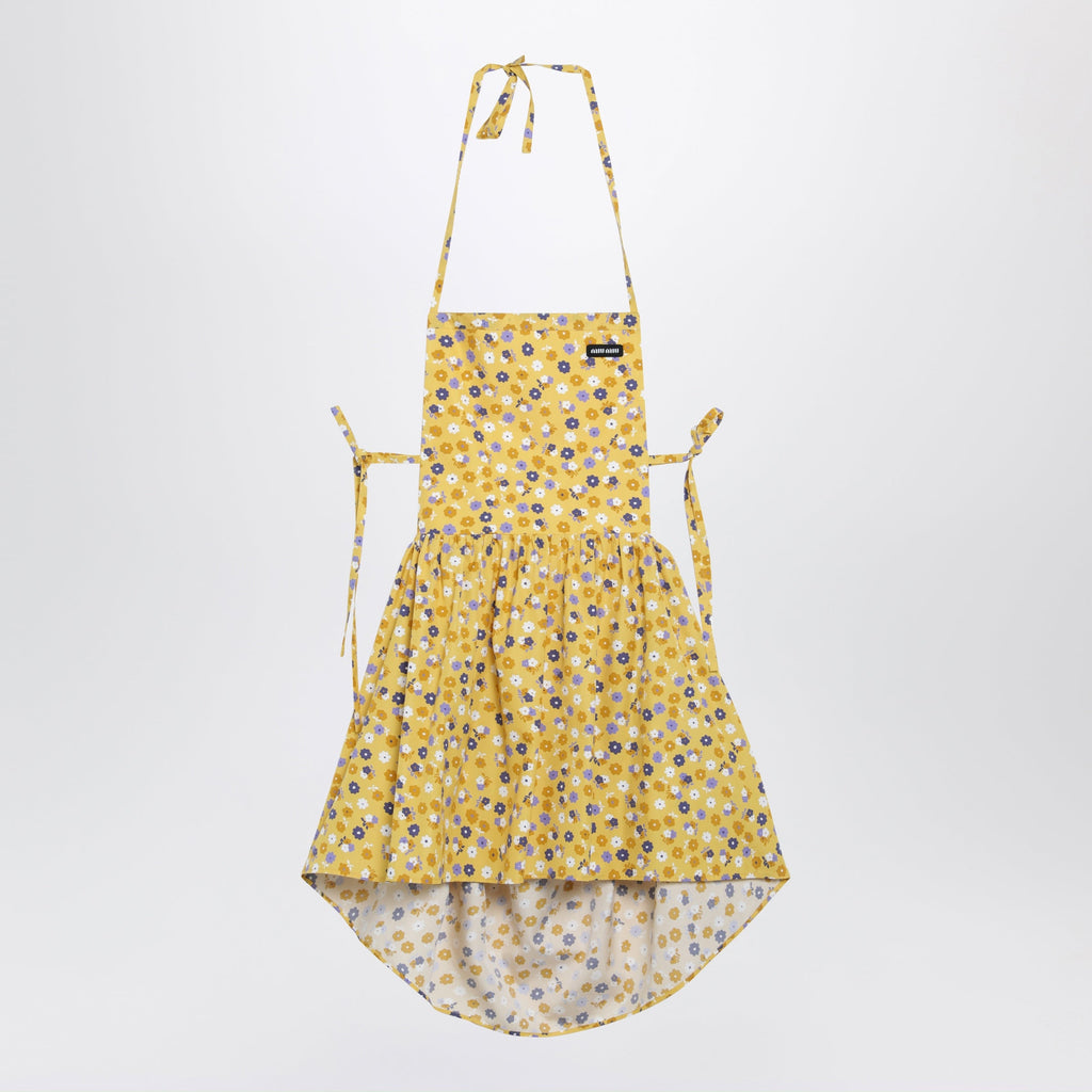 Miu Miu Floral Cotton Poplin Dress In Yellow And Purple Women