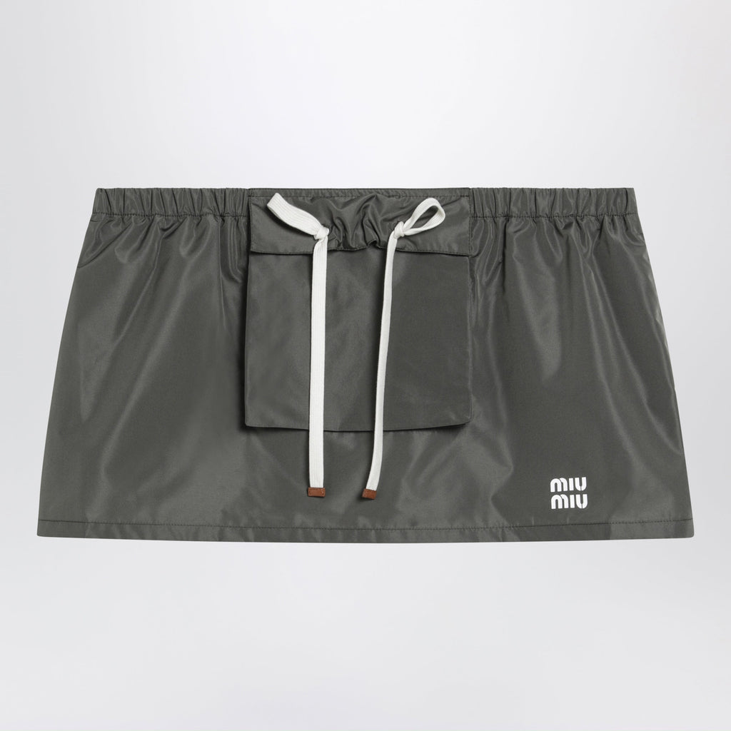 Miu Miu Tela Tec Miniskirt With Front Pocket Women