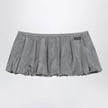 Miu Miu Pleated Balloon Tec Canvas Miniskirt In Lead Grey Women