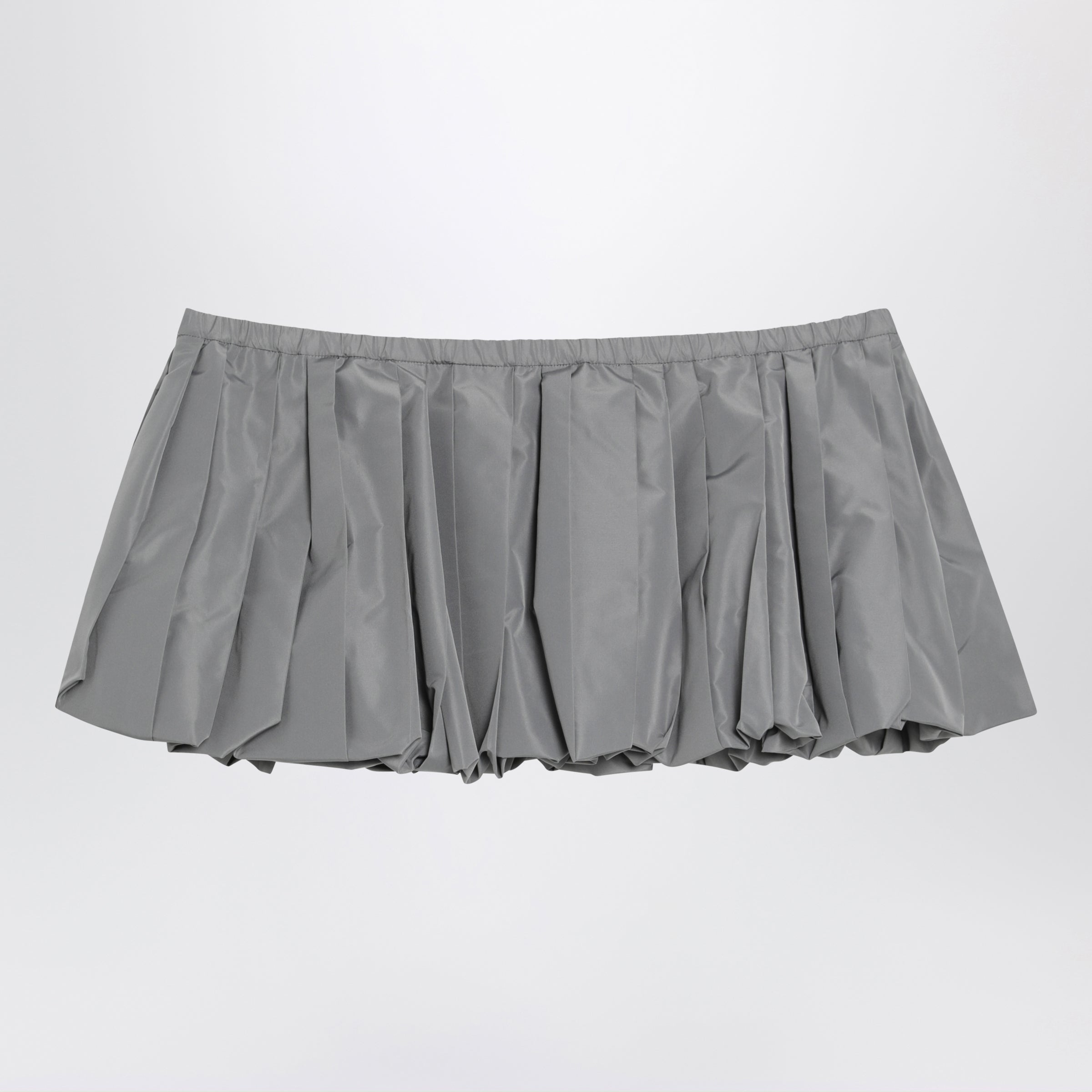 Miu Miu Pleated Balloon Tec Canvas Miniskirt In Lead Grey Women
