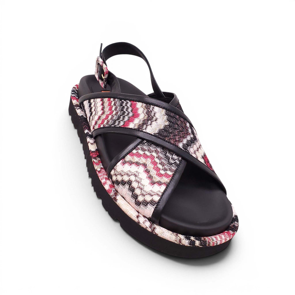 MISSONI BLACK AND CHEVRON PATTERNED SANDALS - SIZE 38.5