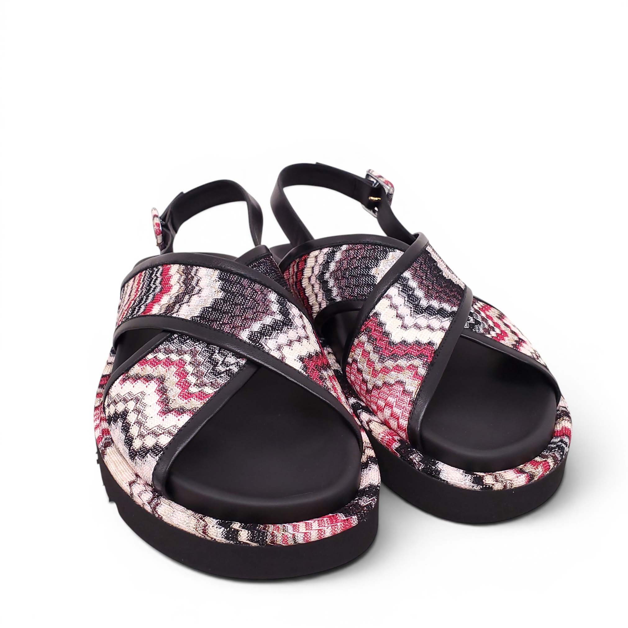 MISSONI BLACK AND CHEVRON PATTERNED SANDALS - SIZE 38.5