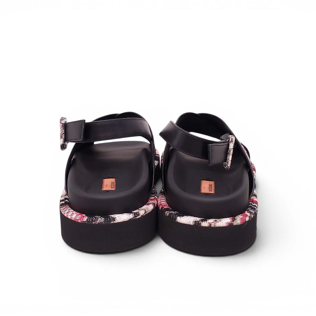MISSONI BLACK AND CHEVRON PATTERNED SANDALS - SIZE 38.5