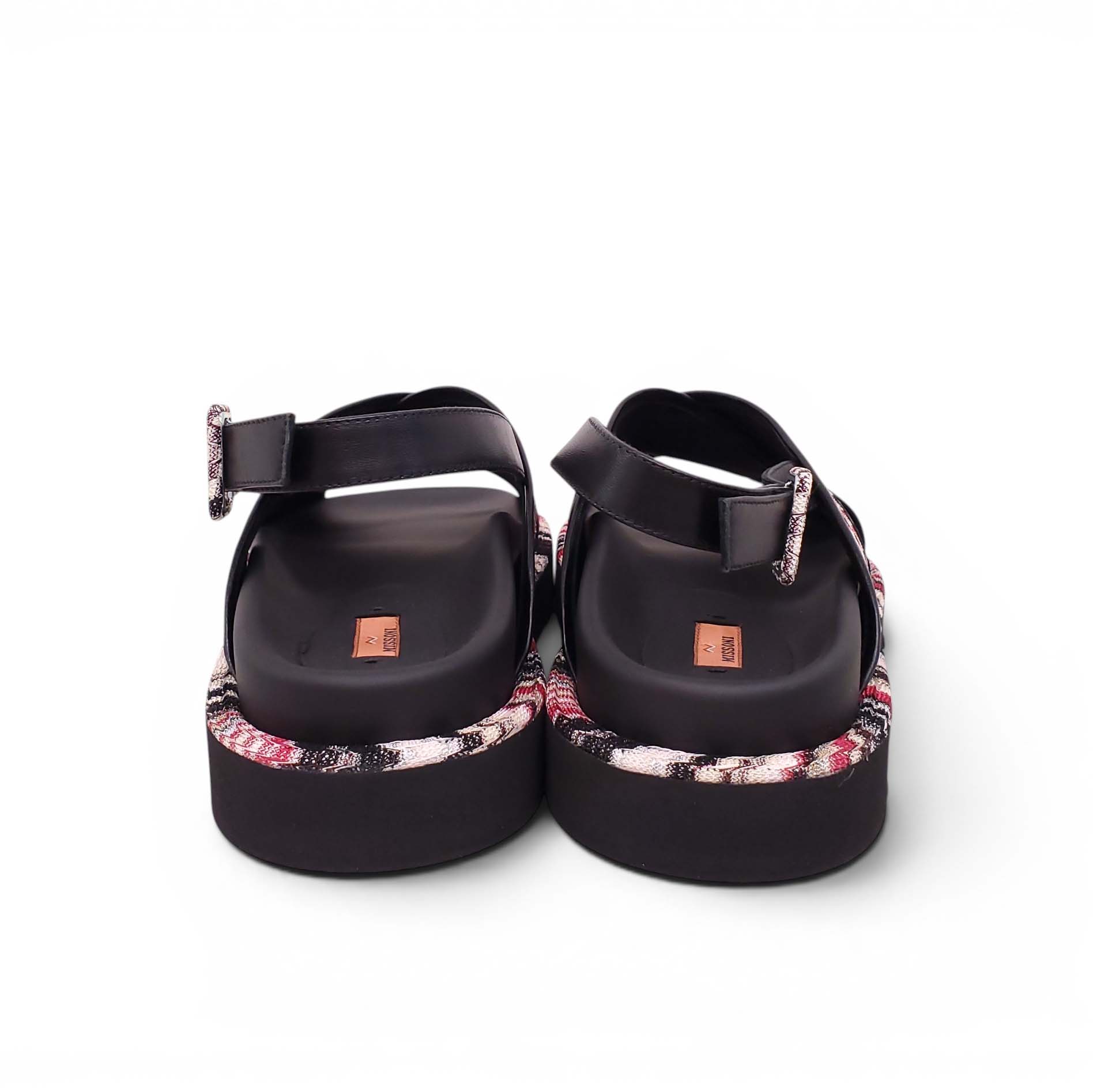 MISSONI BLACK AND CHEVRON PATTERNED SANDALS - SIZE 38.5