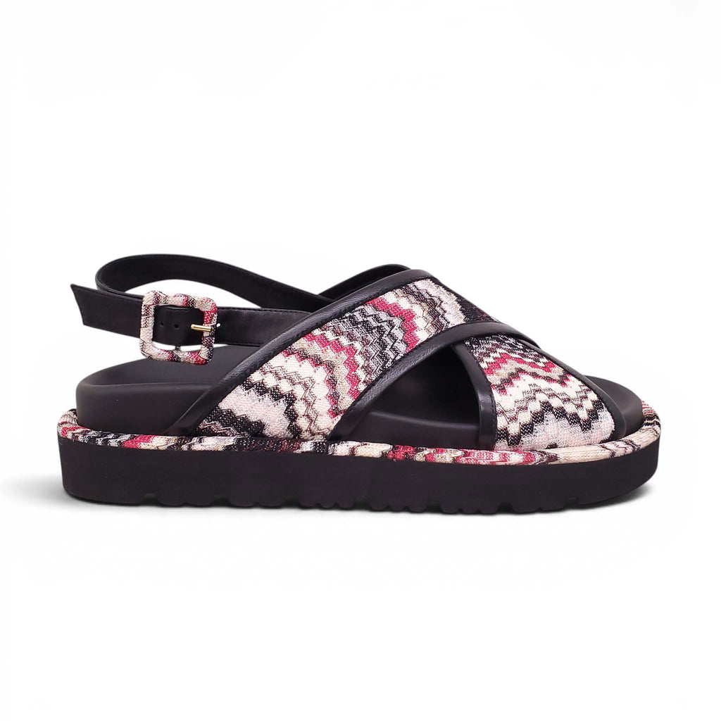 MISSONI BLACK AND CHEVRON PATTERNED SANDALS - SIZE 38.5