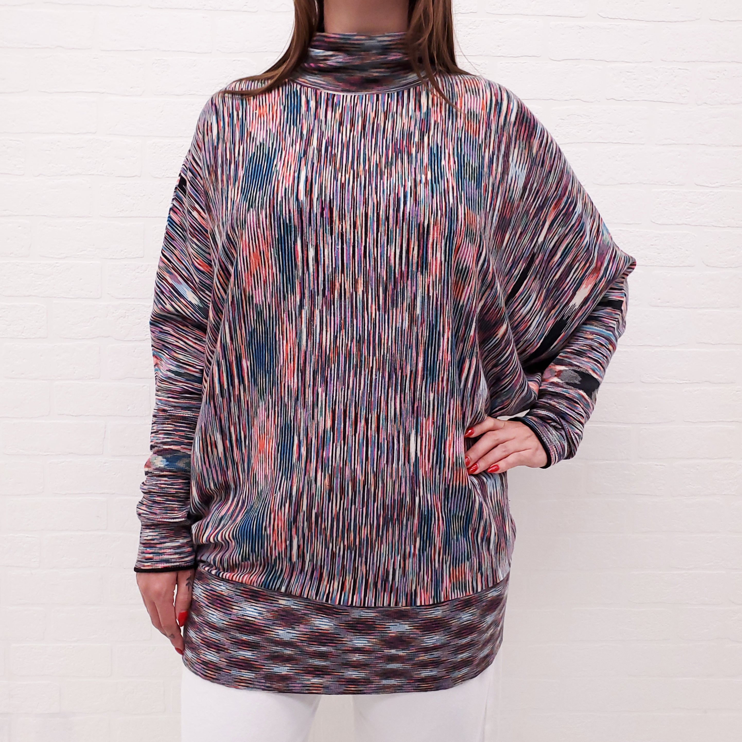 MISSONI MUTLI-COLOUR TURTLENECK SWEATER - SIZE 46