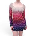MISSONI OMBRE CHEVRON SQUARE-NECK MINI DRESS - SIZE 38