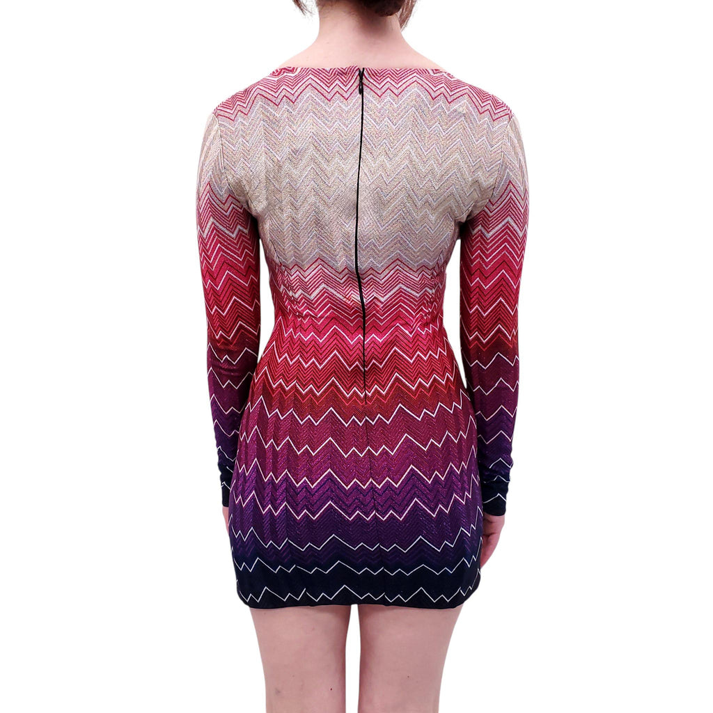 MISSONI OMBRE CHEVRON SQUARE-NECK MINI DRESS - SIZE 38