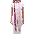 MISSONI METALLIC SILVER, PINK AND PURPLE CHEVRON FRINGE SCARF