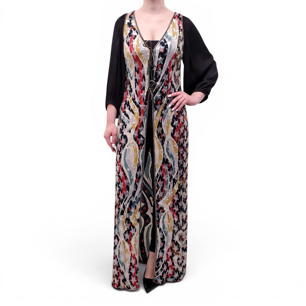MISSONI PATTERNED STAR SEQUIN OVERLAY KIMONO JACKET - SIZE M