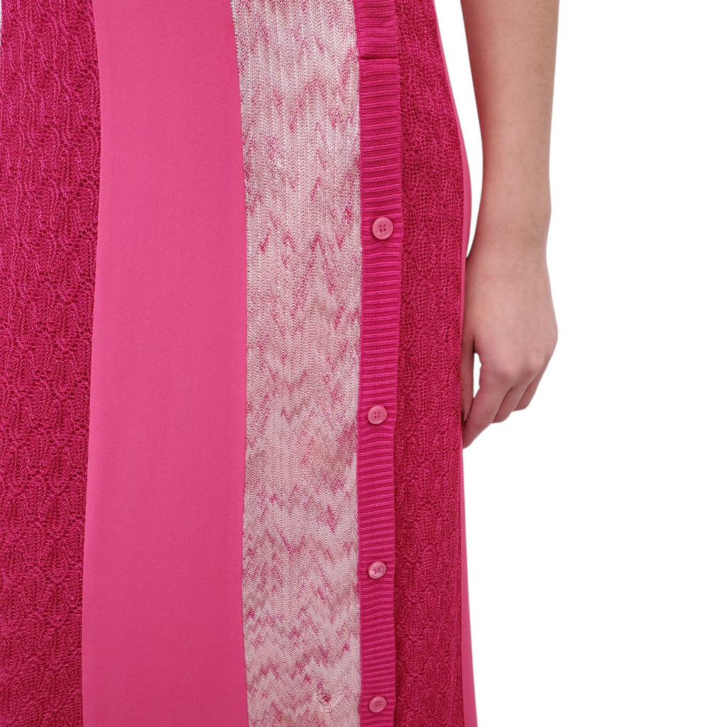 MISSONI PINK STRIPED DRESS WITH BUTTON DETAIL - SIZE 38
